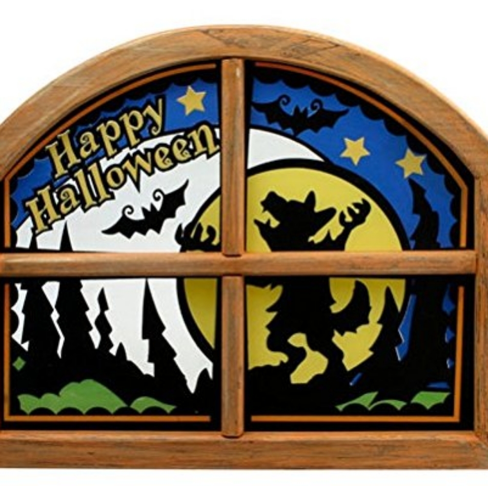 New Pfaltzgraff Halloween Arched Window Pane.
